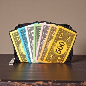 Loungefly MONOPOLY 90th Anniversary Money Glitter Zip Around Wallet NWT